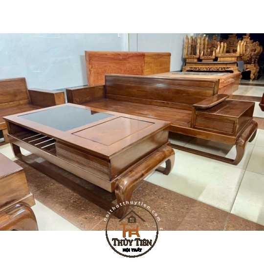 Sofa đùi gà 2 văng màu óc chó kèm nệm 