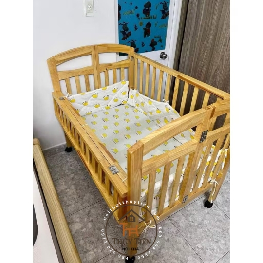 Giường cũi em bé Gỗ Thông Loại Đẹp Chắn Chắn