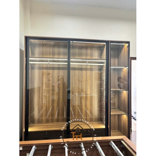Tủ áo mdf full kính cửa lùa khách đặt theo yc