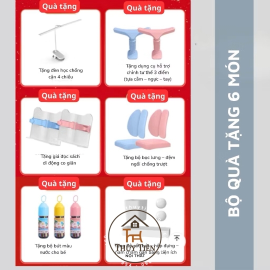 Bộ bàn học trẻ em F09 (bao gồm ghế) thông minh có ghế xoay 360 có bánh xe khóa tự động an toàn cho bé ngồi học