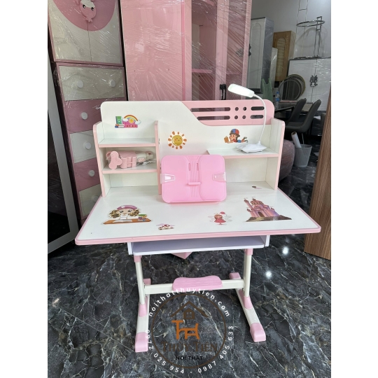 Bộ bàn học sinh- Bàn học sinh chống gù, chống cận,  có kệ sách mới, ghế xoay 360 độ có bánh xe