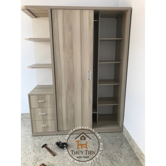 Tủ Quần Áo MDF Kệ Kéo Ngoài- TQAMDF 008