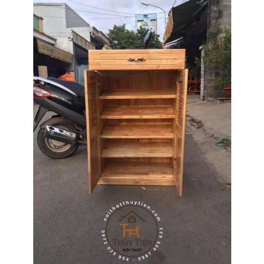 Tủ giày dép gỗ cao su ngang 80cm, 1m, 1m2