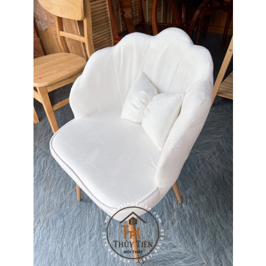 Ghế Vương Miện Thiết Kế Nỉ Nhung Cao Cấp, Kèm Gối Nơ Tinh Tế, Phù Hợp Cho Bàn Makeup và Làm Nail Sang Trọng