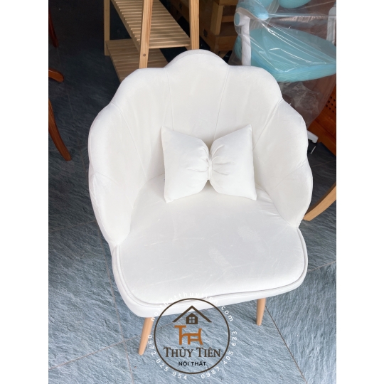 Ghế Vương Miện Thiết Kế Nỉ Nhung Cao Cấp, Kèm Gối Nơ Tinh Tế, Phù Hợp Cho Bàn Makeup và Làm Nail Sang Trọng