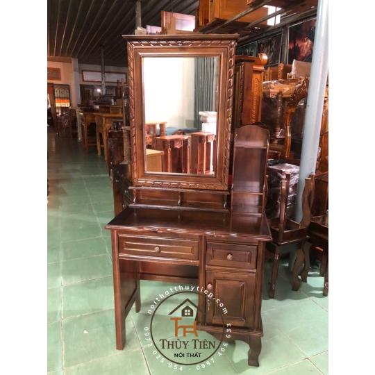 Bàn Trang Điểm Gỗ Tràm Kiểu Gương Hộp- BTDGT 004