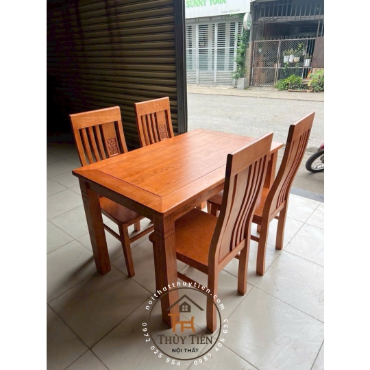 Bàn ăn vuông gỗ sồi 4 ghế thọ- BAV4GT 002