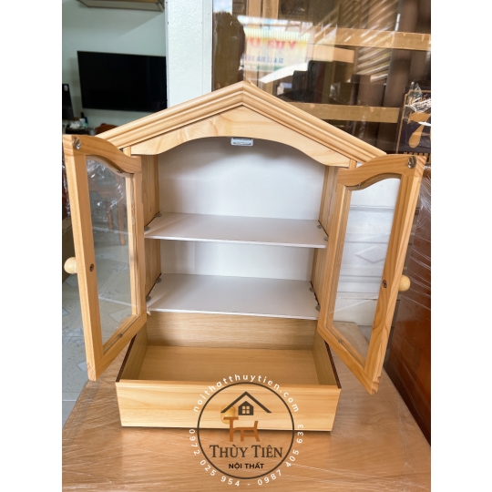 Tủ Thuốc gỗ thông hình mái nhà (có hộc)