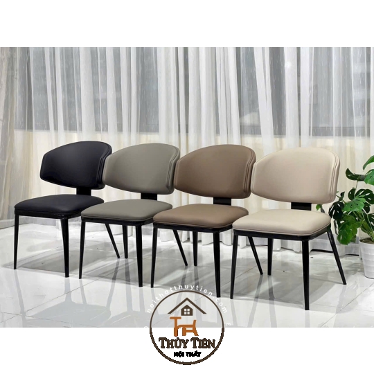 Ghế ăn Leon nhập khẩu cao cấp, ghế bọc da PU, chân côn bọc ống đồng 