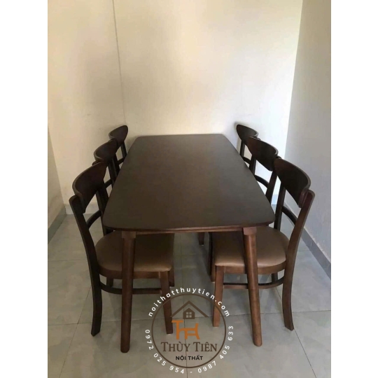 Bộ bàn ăn cabin gỗ cao su 4 ghế 6 ghế giá rẻ