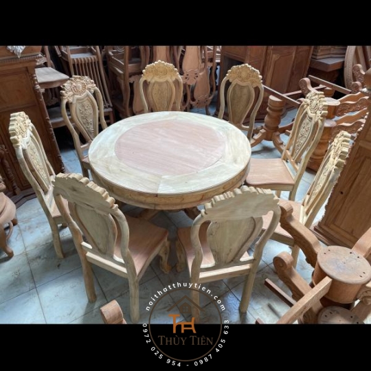 Bàn ăn tròn gỗ tràm rừng