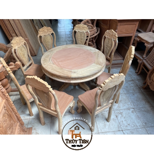 Bàn ăn tròn gỗ tràm rừng