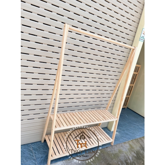 Kệ treo quần áo chữ a gỗ thông