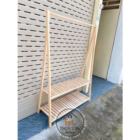 Kệ treo quần áo chữ a gỗ thông
