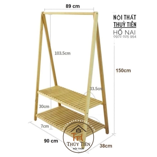 Kệ treo quần áo chữ a gỗ thông