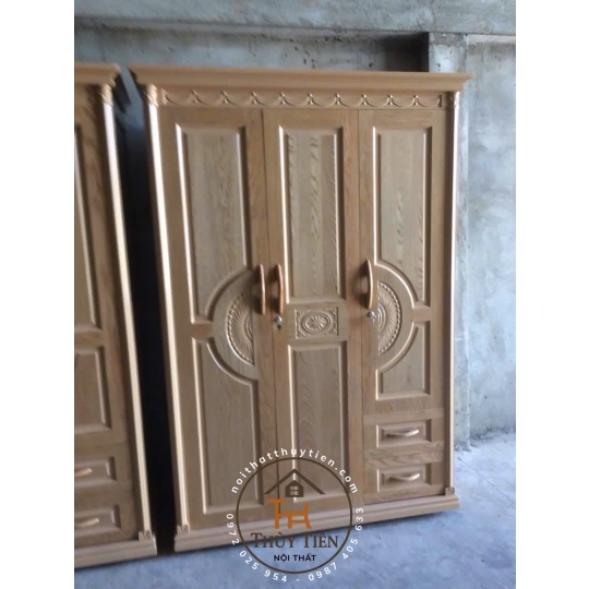 Tủ quần áo gỗ sồi phủ nhiều kích thước 
