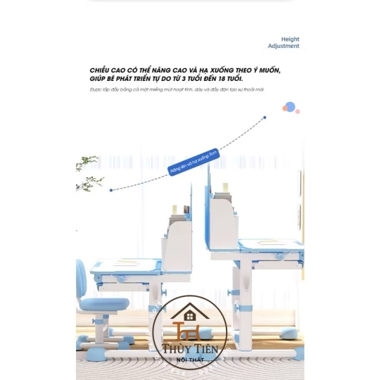 Bàn Học Thông Minh Chống Gù, Chống Cận Nâng Hạ Độ Cao Kệ Hình Gấu màu xám