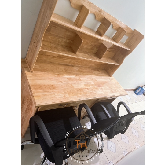 Bàn học sinh gỗ cao su đôi 1m4