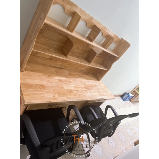 Bàn học sinh gỗ cao su đôi 1m4