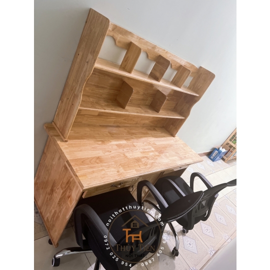 Bàn học sinh gỗ cao su đôi 1m4