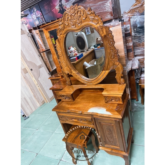 Bàn trang điểm gỗ tràm hình trái tim ngang 80cm