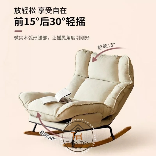 Ghế bập bênh có thể tháo rời và giặt được, ghế tựa lưng có thể điều chỉnh, ghế bập bênh đơn cho thư giãn