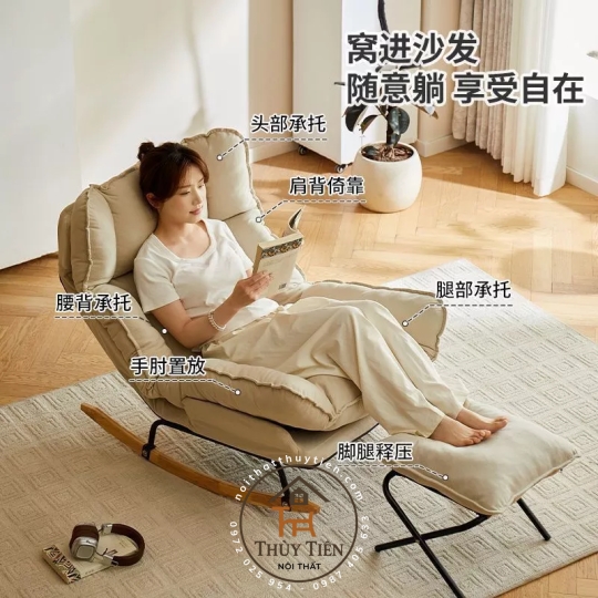 Ghế bập bênh có thể tháo rời và giặt được, ghế tựa lưng có thể điều chỉnh, ghế bập bênh đơn cho thư giãn