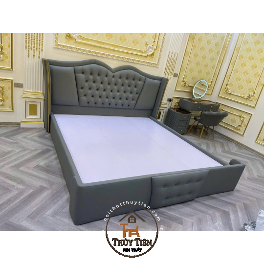 Giường bọc da hàng thiết kế đẹp xịn ạ