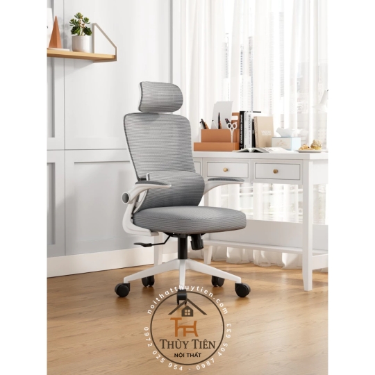 Ghế Công Thái Học 418 – Tựa Đầu, 2 Lưng Đệm Lưới Đỡ Cột Sống, Tay Ghế Điều Chỉnh 