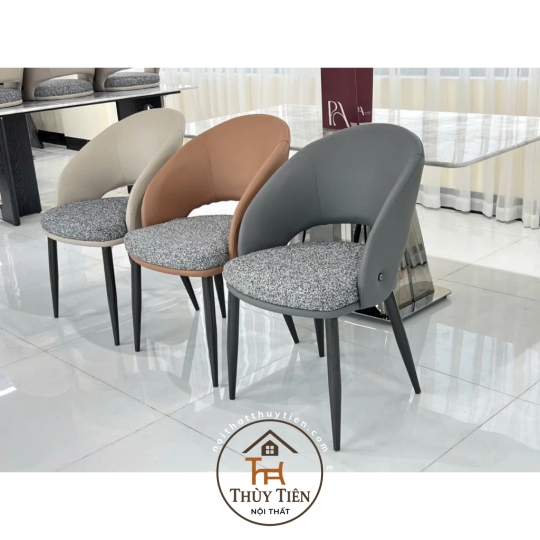 Ghế Ăn Nhập Khẩu Cao Cấp 𝐒𝐔𝐑𝐈 Bọc Da PU Chống Mèo Cào Cao Cấp Hiện Đại, Chân Sắt Sơn Tĩnh Điện