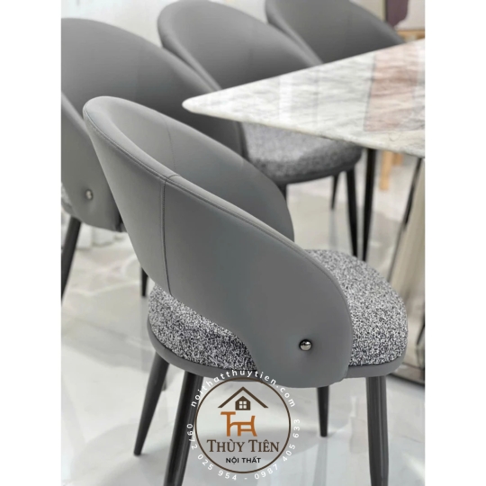 Ghế Ăn Nhập Khẩu Cao Cấp 𝐒𝐔𝐑𝐈 Bọc Da PU Chống Mèo Cào Cao Cấp Hiện Đại, Chân Sắt Sơn Tĩnh Điện