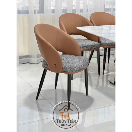 Ghế Ăn Nhập Khẩu Cao Cấp 𝐒𝐔𝐑𝐈 Bọc Da PU Chống Mèo Cào Cao Cấp Hiện Đại, Chân Sắt Sơn Tĩnh Điện