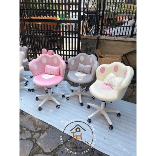 Ghế tựa chân xoay làm nail ngồi bàn phấn bàn học phong cách dễ thương hiện đại
