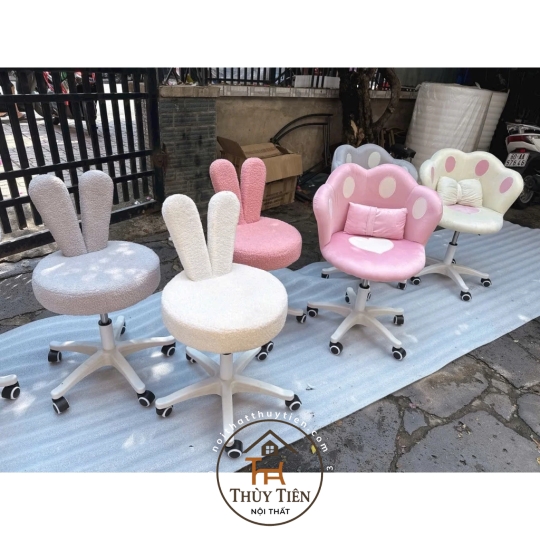Ghế tựa chân xoay làm nail ngồi bàn phấn bàn học phong cách dễ thương hiện đại