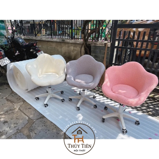 Ghế tựa chân xoay làm nail ngồi bàn phấn bàn học phong cách dễ thương hiện đại