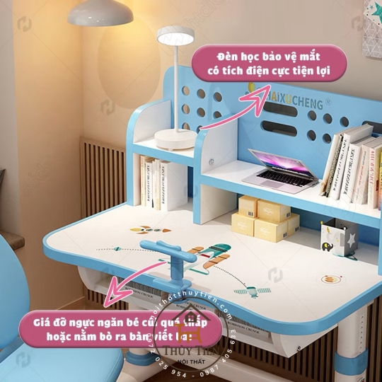 Bộ Bàn Ghế Học Sinh X03 Có Giá Sách, Bàn Học Cho Bé Tiểu Học Nâng Hạ Chiều Cao Linh Hoạt 