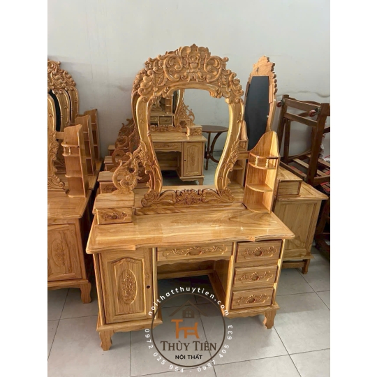 Bàn trang điểm gỗ gõ ngang 1m1 nhiều mẫu