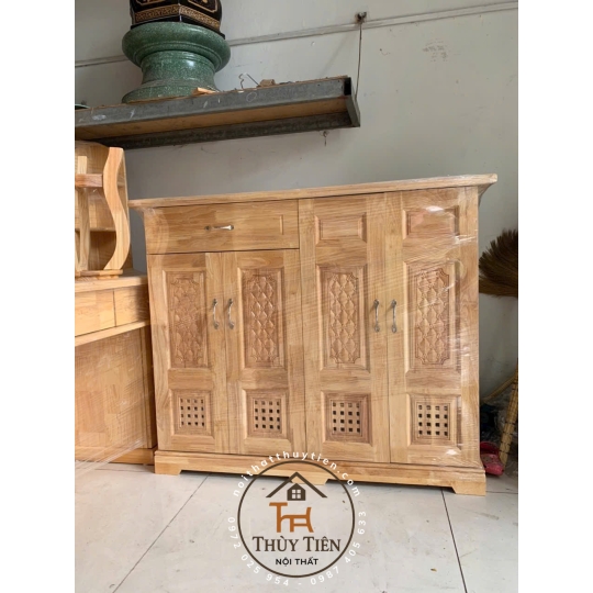 Mẫu tủ dép gỗ cao su ngang 1m2 4 cánh