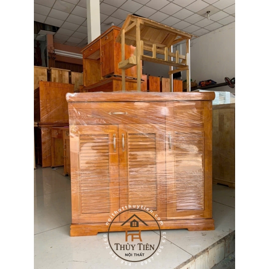Tủ giày dép gỗ cao su ngang 1m, 1m2