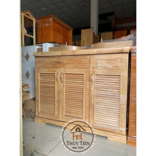 Tủ giày dép gỗ cao su ngang 1m, 1m2