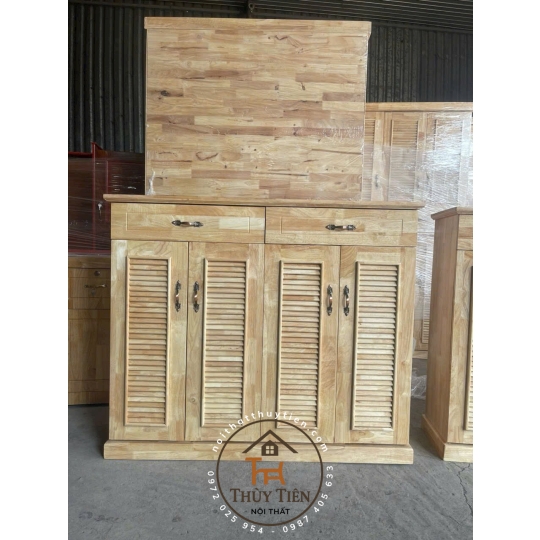 Tủ giày dép gỗ cao su ngang 1m4 4 cánh
