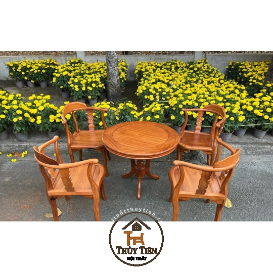 Bàn trà gỗ gõ đỏ 4 ghế