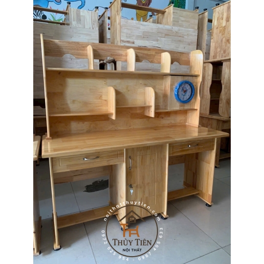 Bàn học sinh gỗ cao su đôi 1m4