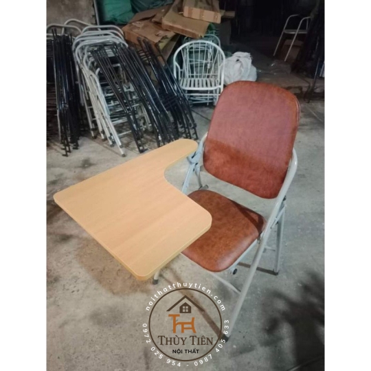 Ghế liền bàn khung sắt sơn tĩnh điện gấp gọn