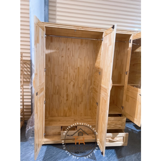 Tủ quần áo gỗ thông - TQAGT 007