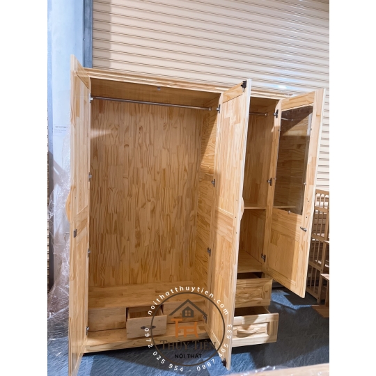 Tủ quần áo gỗ thông - TQAGT 007