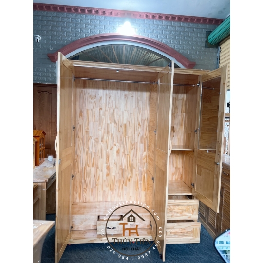 Tủ quần áo gỗ thông - TQAGT 007