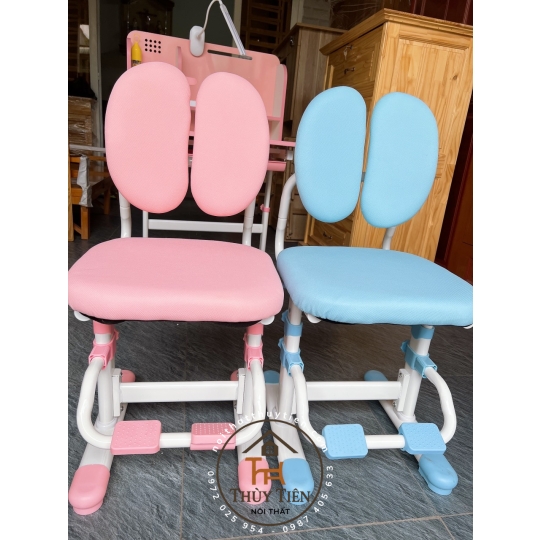 Ghế học sinh chống gù tăng giảm chiều cao  có miếng đệm êm giúp bé có tư thế ngồi đúng, thoải mái