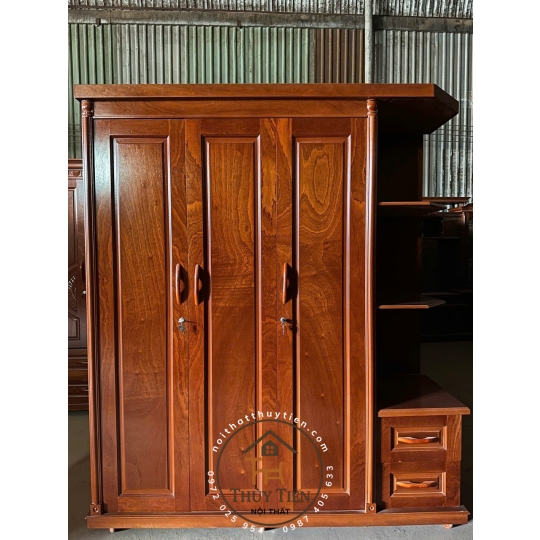 Tủ quần áo xoan phủ có kệ ngoài