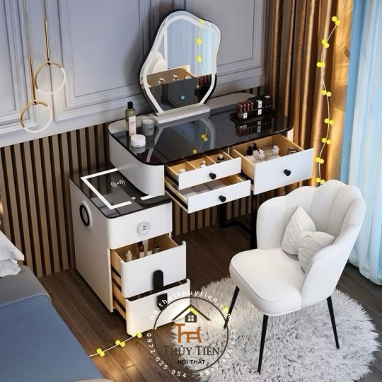 Bộ Bàn Trang Điểm Tặng Ghế M04, Thiết Kế Thông Minh, Phong Cách Tinh Tế